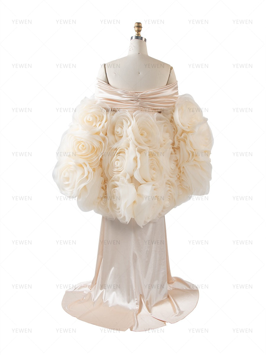 Beautiful Photohoot Outfit Long Mermaid Dress with Flower Cape Shawl YW260263
