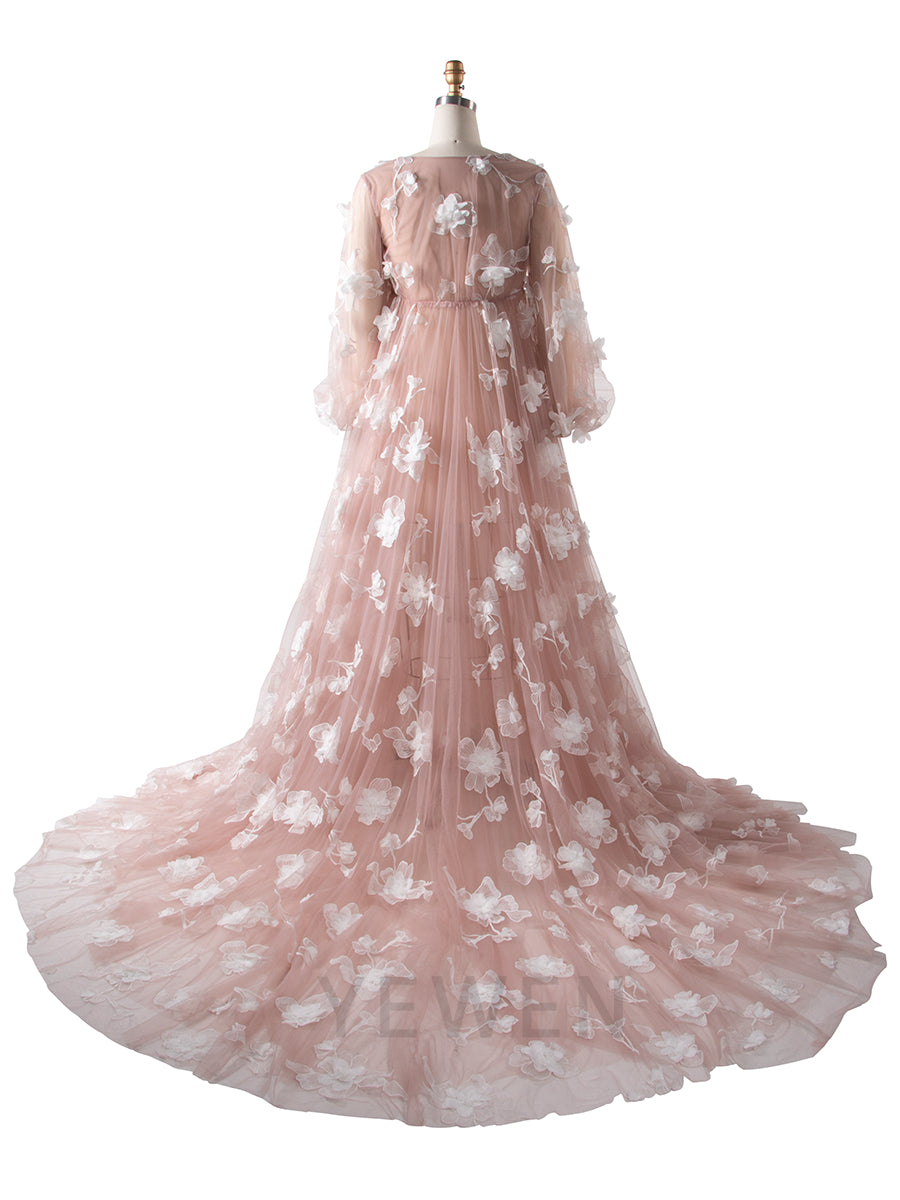 Maternity Dress for Photo Shoot Floral Tulle Pregnancy Dress YW251061