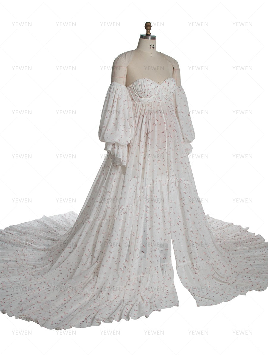 New Printing Chiffon Maternity Dress Photoshoot Pregnnat Women Baby Shower Dress YW260231