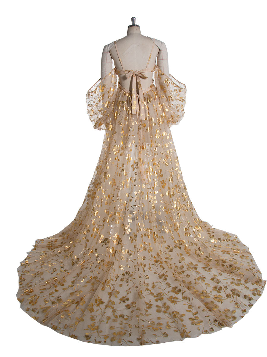 gold pregnancy dress Anastasia Maternity Gown (Gold Dust)