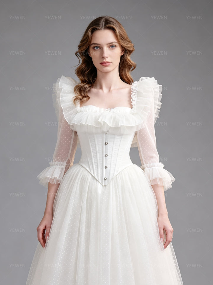 Dot Tulle Formal Evening Gown Elegant Princess Birthday Party Dress