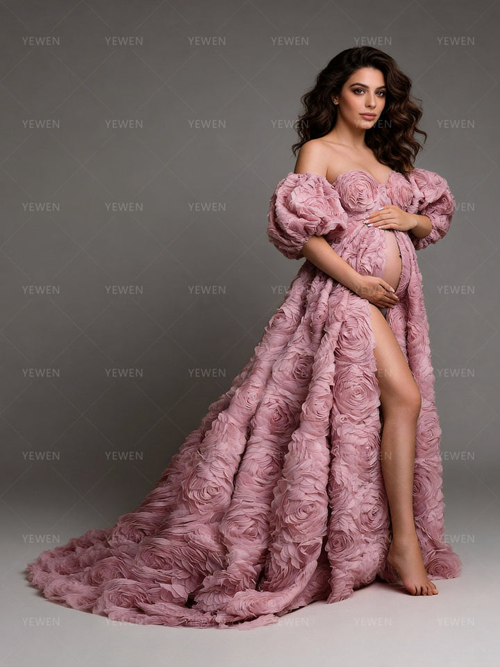 Exquisite Sweetheart 3D Flowers Dress for Maternity Photoshoot YW251026