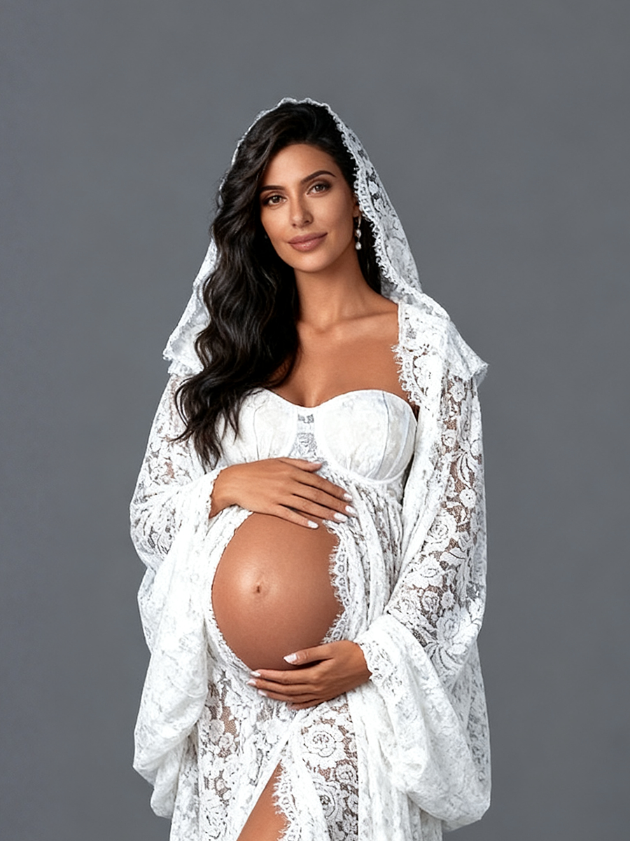Custom Lace Maternity Photoshoot Dress for Pregnant Women Boho Pregnancy Photography Gown Baby Shower Outfit