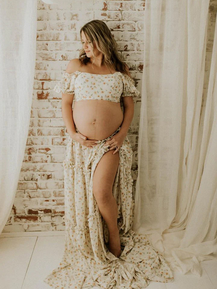 Two Pieces Set Woman Maxi Dress Adjust Waist Photo Shoot Dresses Outfits YW231091