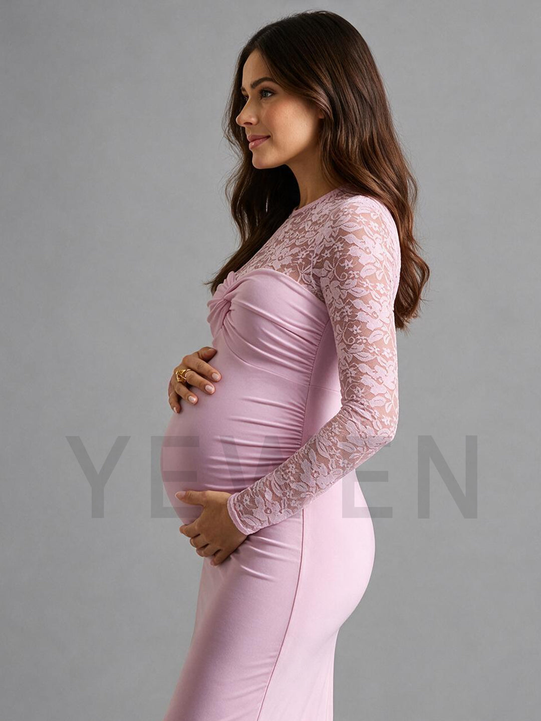 Light Pink Fitted Maternity Dress Elegant Baby Shower Dress