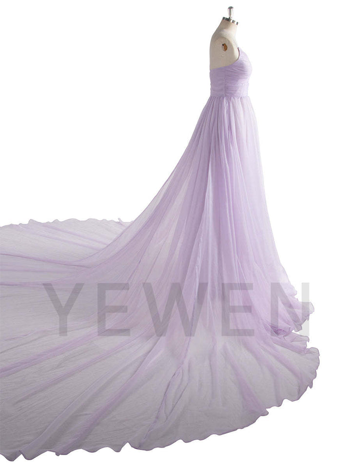 Lilac Flying Dress for Photoshoot Long Train Silk Soft Organza Flowy Dress Shooting Gown YW250016