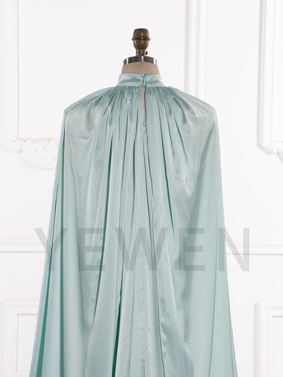 Simple Maternity Cape Flowing Gown Maternity Photoshoot Dress with Two Side Slit YW250043