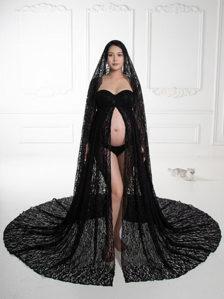 Lace Maternity Photoshoot Dress for Pregnant Women Boho Pregnancy Photography Gown