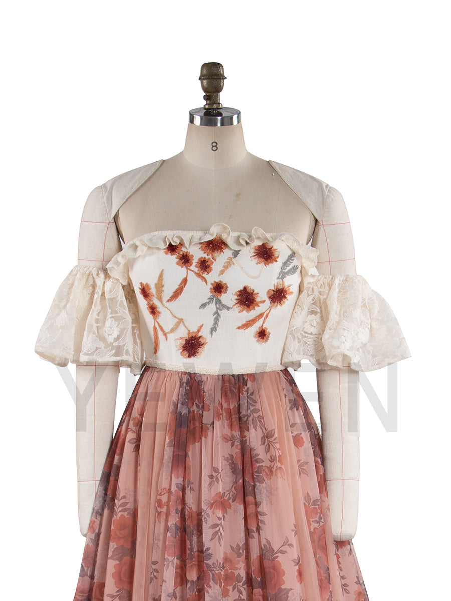 Romantic Floral Gown Boho Photoshoot Outfit YW251029