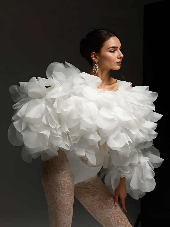 Fashion White Organza Women Jacket Photography Maternity Blouse Outerfit