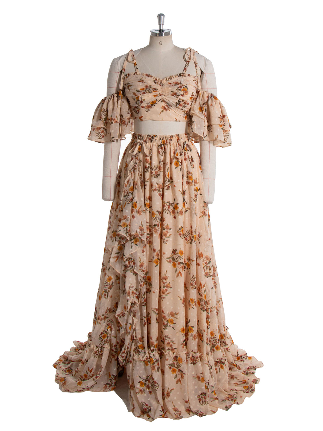 Boho 2 Piece Set Printed Floral Dress Woman Maxi Dress Photography Props Outfits YW240085 2 / Picture Color