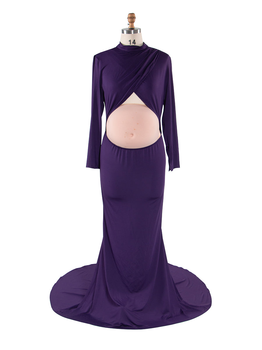 Long Sleeves Stretchy Fabric Red Maternity Dresses for Photoshoot Show Belly Baby Shower Dresses YW243168