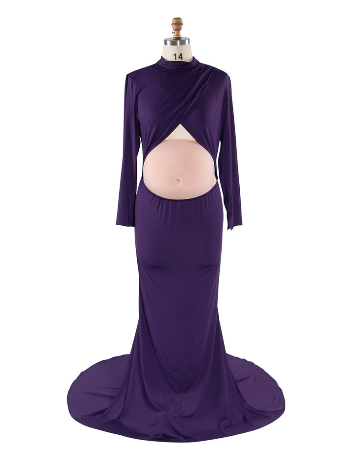 Long Sleeves Stretchy Fabric Red Maternity Dresses for Photoshoot Show Belly Baby Shower Dresses YW243168