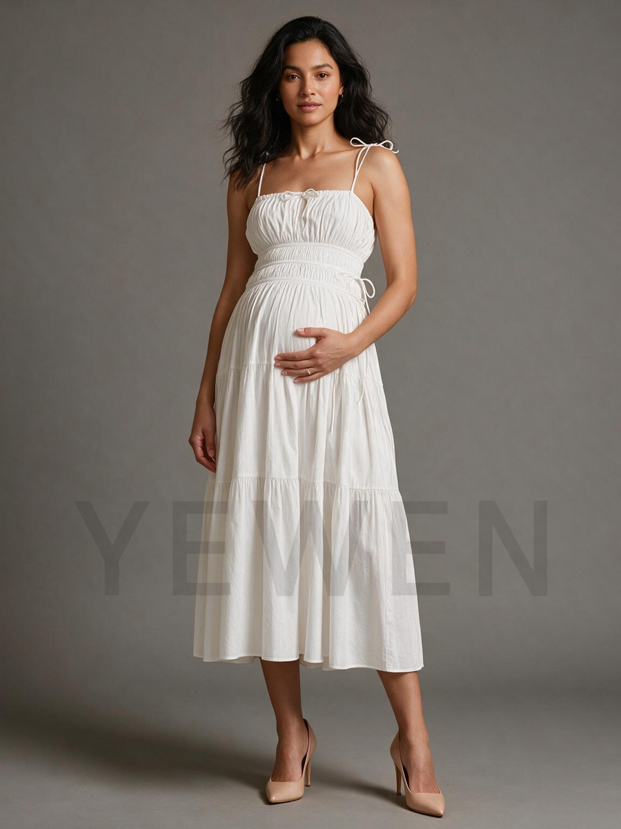 Spaghetti Strap Ruched Bodice Maternity Baby Shower Dress