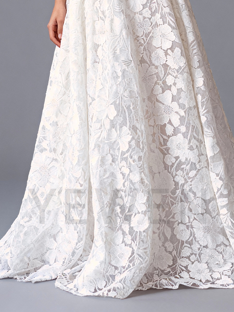 Romantic Off Shoulder Lace Wedding Dress Bridal Gown for Garden Wedding