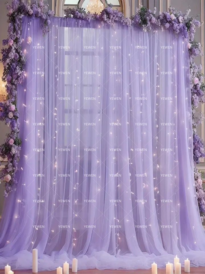 Mesh Outdoor Wedding Gauze Mantle with Light String for Photography Background and Scene Arrangement Backdrops YW2603112D