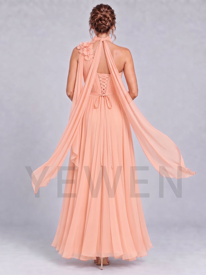 One-Shoulder Flowy Cape 3D Floral Maternity Baby Shower Dress L-26946