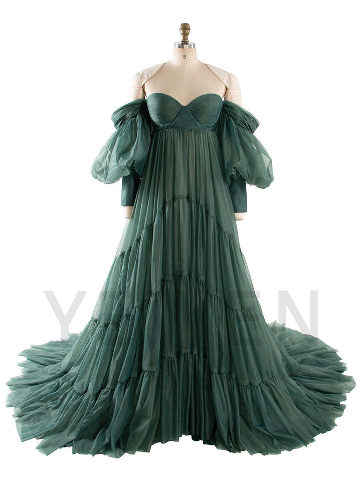 Off  The Shoulder Brown Maternity Photography Photo Shoot Dress YW240011