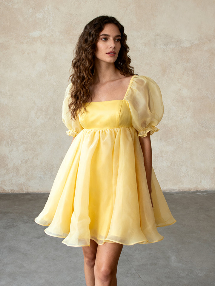 Yellow Short Mini Party Dress Elegant Homecoming Cocktail-dresses YW243161