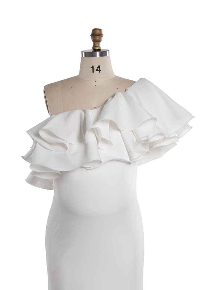 Ruffles One Shoulder Slim Maternity Dress Pregnant women Gown for Photo Shoot YW250083