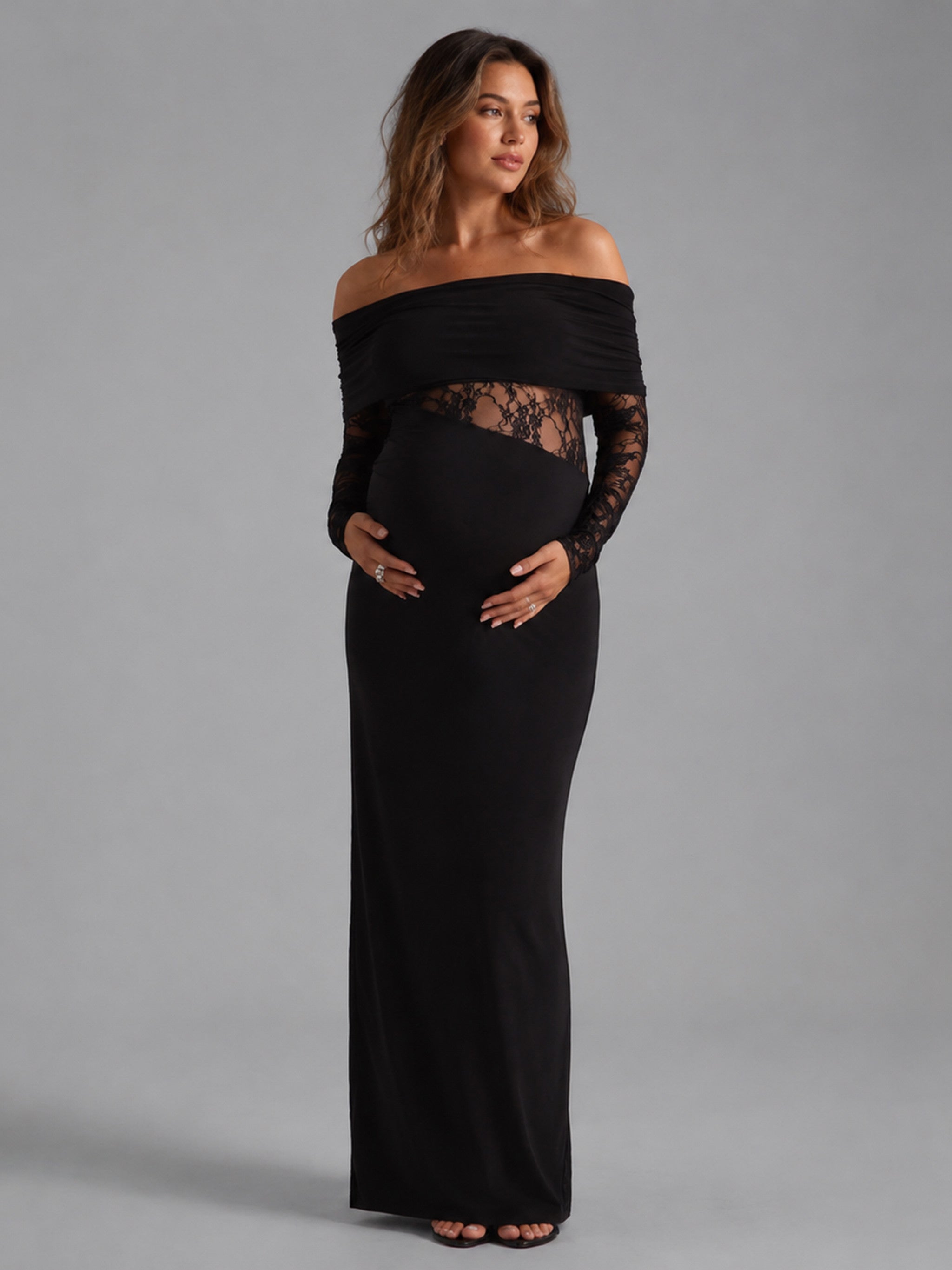 2 Piece Corset Off Shoulder Maternity Photoshoot Gown – yewendress