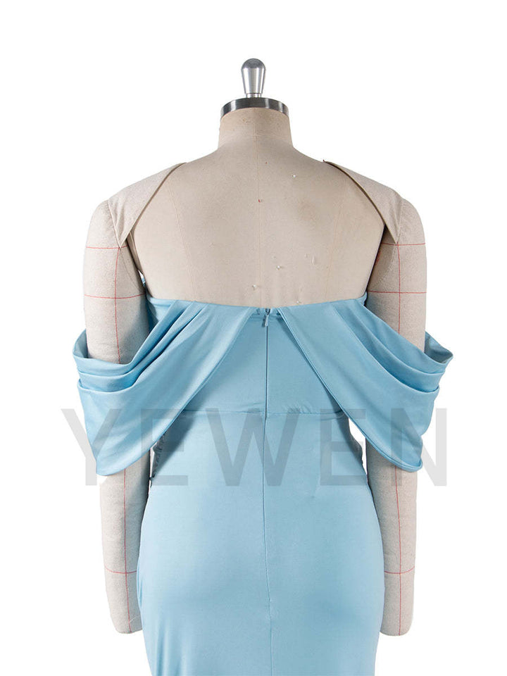 Stretchy Fabric Mermaid Maternity Dresses for Photoshoot Blue Baby Shower Dresses YW250008