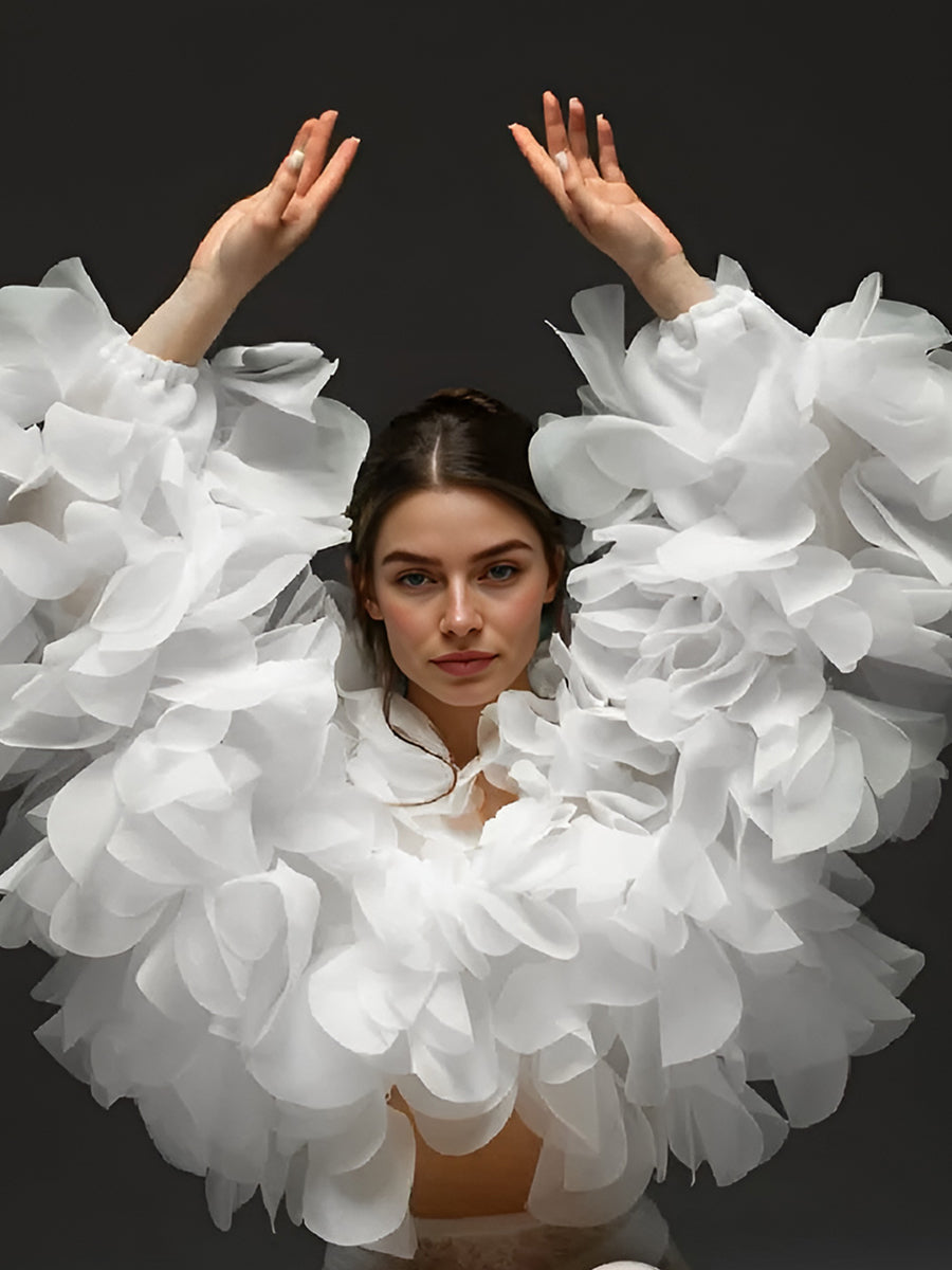 Fashion White Organza Women Jacket Photography Maternity Blouse Outerfit