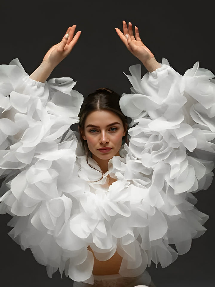 Fashion White Organza Women Jacket Photography Maternity Blouse Outerfit