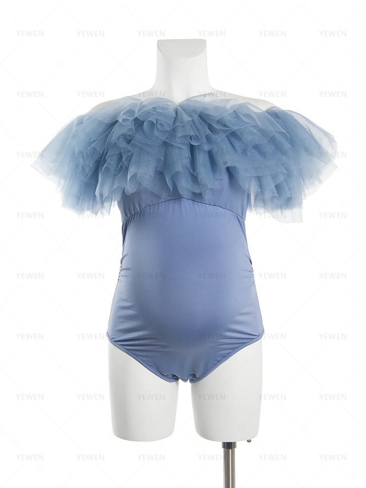 Maternity Photography Props Bodysuit Off Shoulder Ruffles Maternity Photo Shoot Jumpsuit YW260217