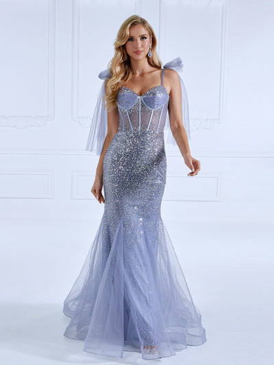 Mermaid Sweetheart , Floor Length,  Sequins Prom Dresses