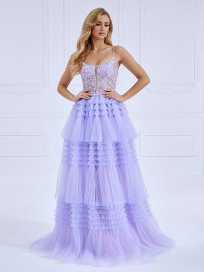 Beads Lace, Prom Dresses, A-Line , Princess Pleated Skirt, Floor-Length, Photo Shoot Dress