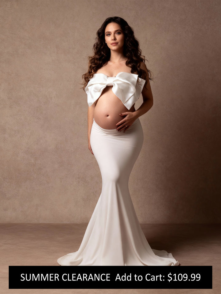 Two Piece Set Dress for Baby Shower Slim Fit Dress Photo Shoot for Pregnant Women