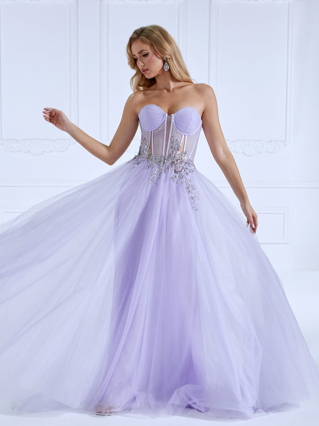 Light Purple A-line Prom Dresses | Off the Shoulder with Sequins Beads yewendress Light Purple A-line Prom Dresses | Off the Shoulder with Sequins Beads yewendress
