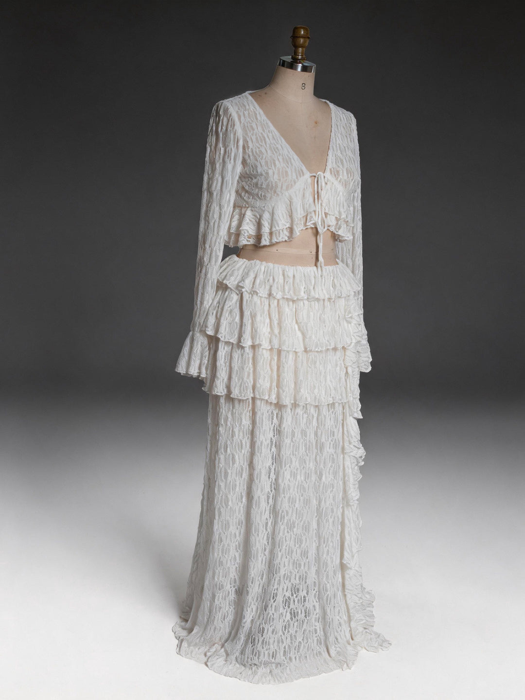 White Lace Two-Piece Maternity Photo Shoot Dress Pregnancy Photoshoot Prop