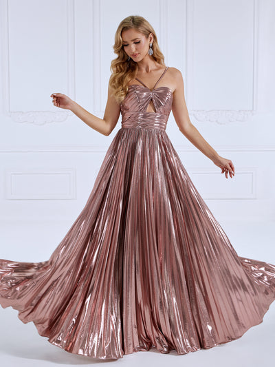 Pleated Sleeveless Formal Maxi , Prom Dress