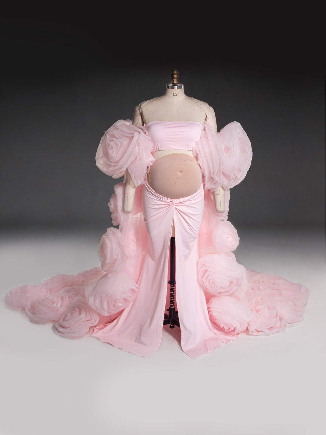 Rose Flower Cape with Slim Dress Set Pregant Dress Maternity Photoshoot Gown YW260313