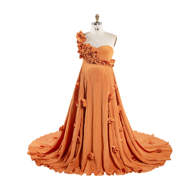 Maternity Dress for Photo Shoot 3D Floral Appliques Pregnancy Dress for Baby Shower YW260253