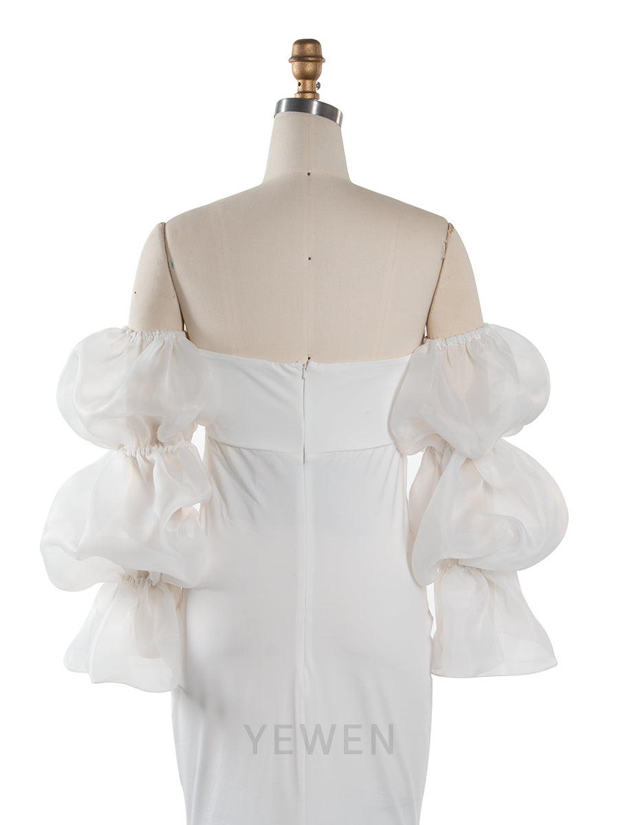 Ivory Mermaid Dress Photoshoot Detachable Sleeves Stretchy Maternity Dress YW250088