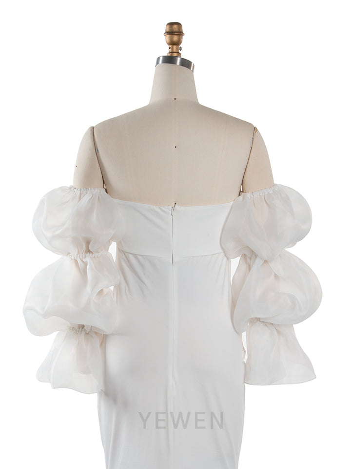 Ivory Mermaid Dress Photoshoot Detachable Sleeves Stretchy Maternity Dress YW250088