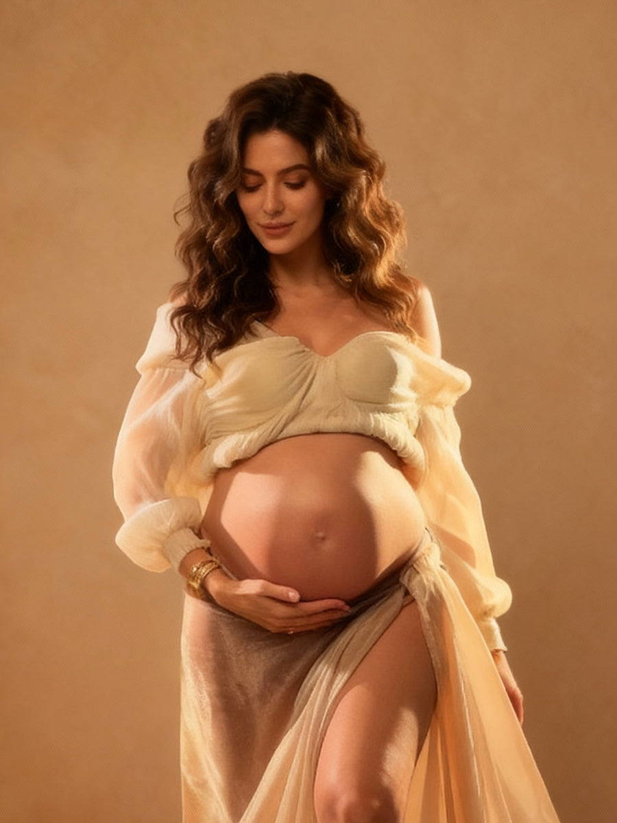 2 Piece Set Maternity Dress for Women Corset Top with Maxi Skirt