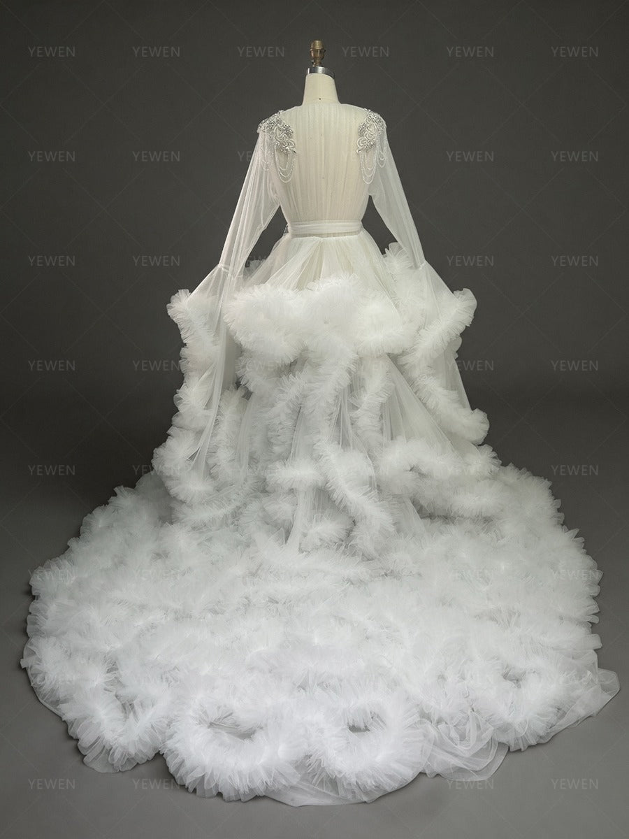 Cloud Ruffles Tulle Wedding Dress Luxurious Bridal Robe YW260242