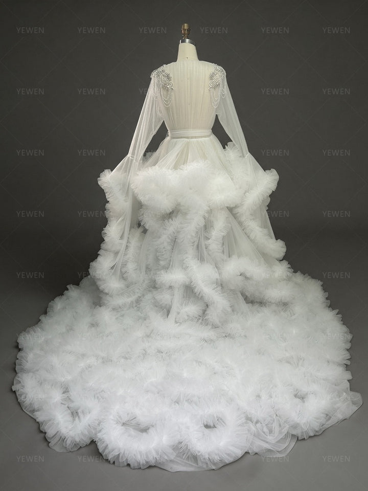 Cloud Ruffles Tulle Wedding Dress Luxurious Bridal Robe YW260242