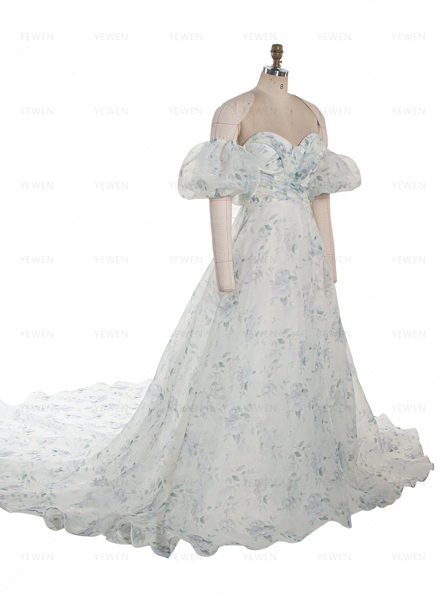 Princess' Dress Floral Organza Wedding Dress Maxi Dress with Slit YW260266