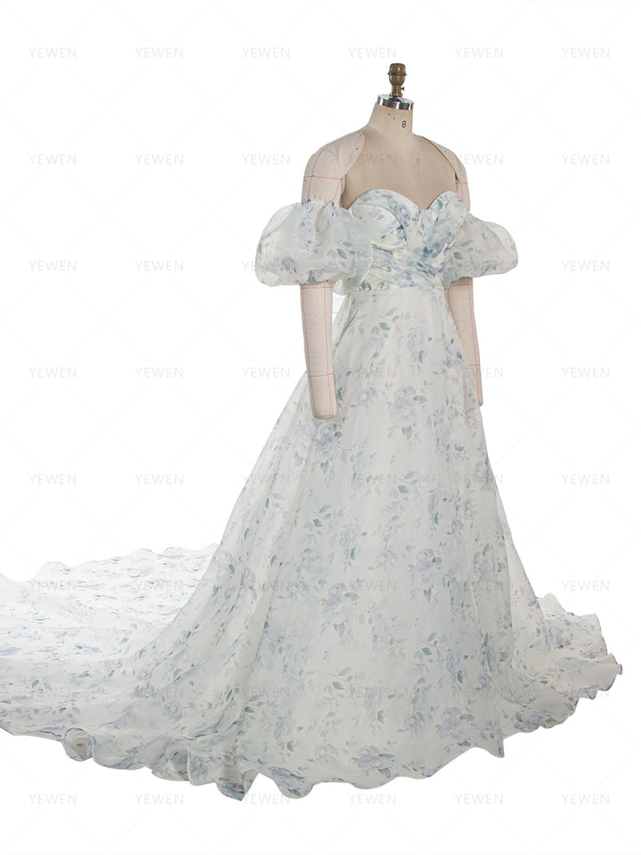 Princess' Dress Floral Organza Wedding Dress Maxi Dress with Slit YW260266