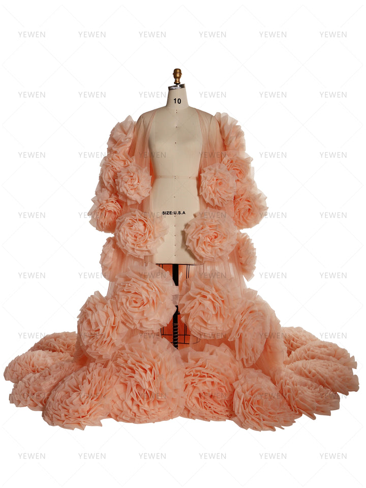 Handmade Flower Cape with Lining Dress Photo Shoot Outfit Wedding Cape YW240005