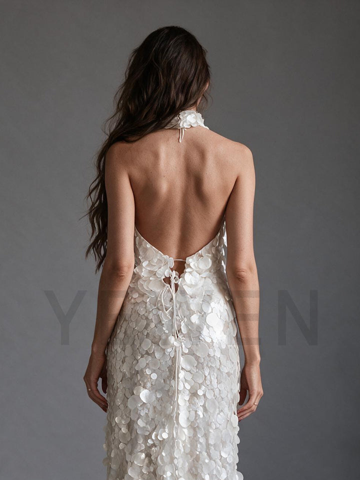Halter Cutout Belly Sequin Maternity Photoshoot Gown YW2609233