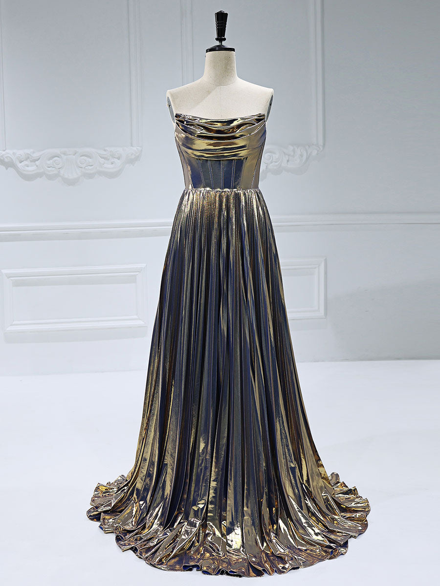 Fashion Pleated Sleeveless, Formal Maxi, Evening Dress