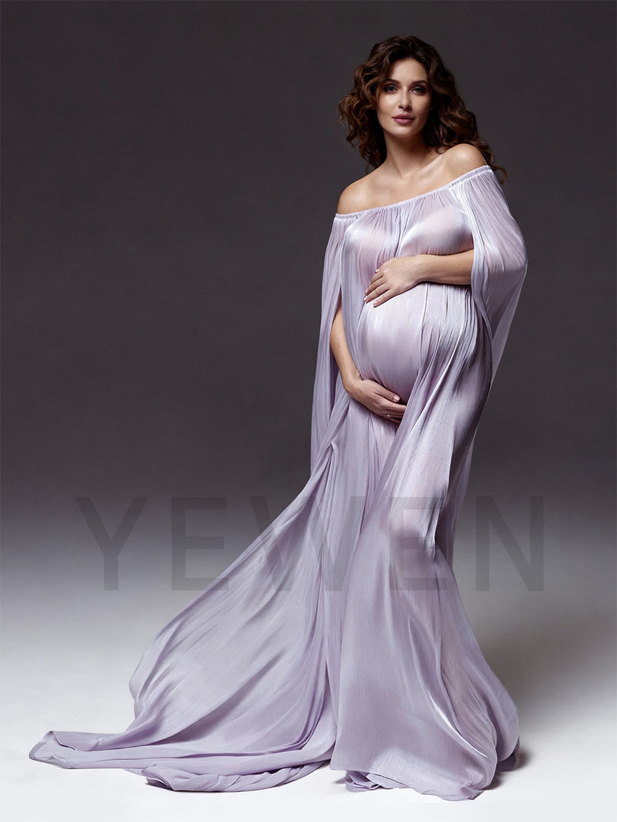 Elegant Off Shoulder Maternity Dress Photoshoot Pregnancy Gown for Baby Shower