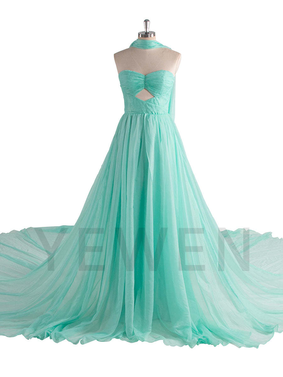 Red Flying Dress for Photoshoot Long Train Silk Soft Organza Flowy Dress YW240111-1