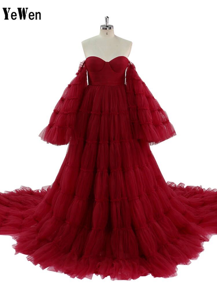 BUrgundy Tulle Dress Spaghetti Strap Big Skirt Maternity Baby Showe 16 / N200 BUrgundy Tulle Dress Spaghetti Strap Big Skirt Maternity Baby Showe 16 / N200